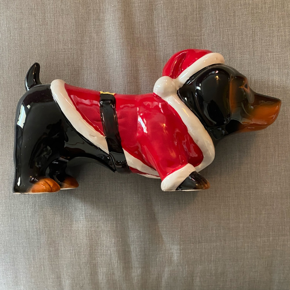 Christmas Dachshund Ceramic Bank